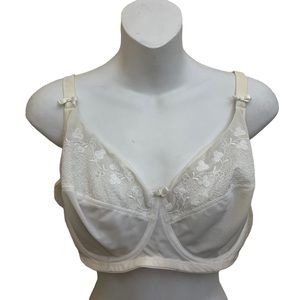 Vintage 90s Woolite Bra Embroidered Underwire Full Coverage  Sheer Size 40D
